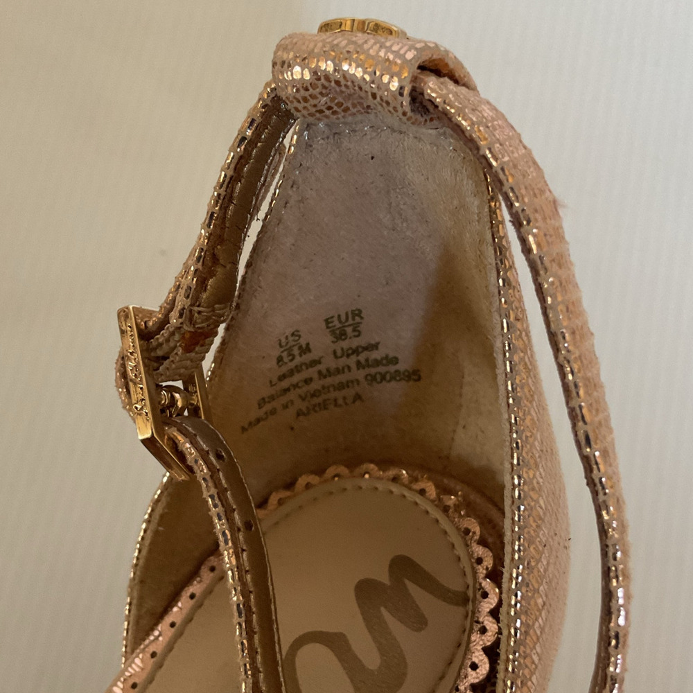 Sam Edelman Strappy Rose Gold High Heel Sandals Size 8.5 M Leather Upper - Picture 7 of 11
